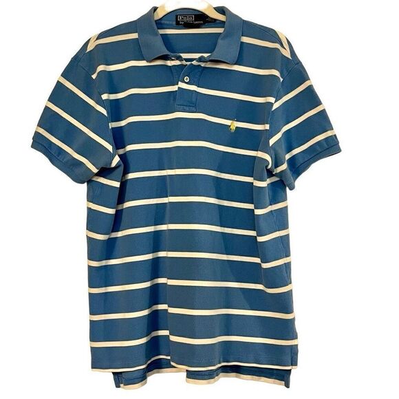 Polo By Ralph Lauren Striped Collared Polo Custom Fit Large - Picture 1 of 10